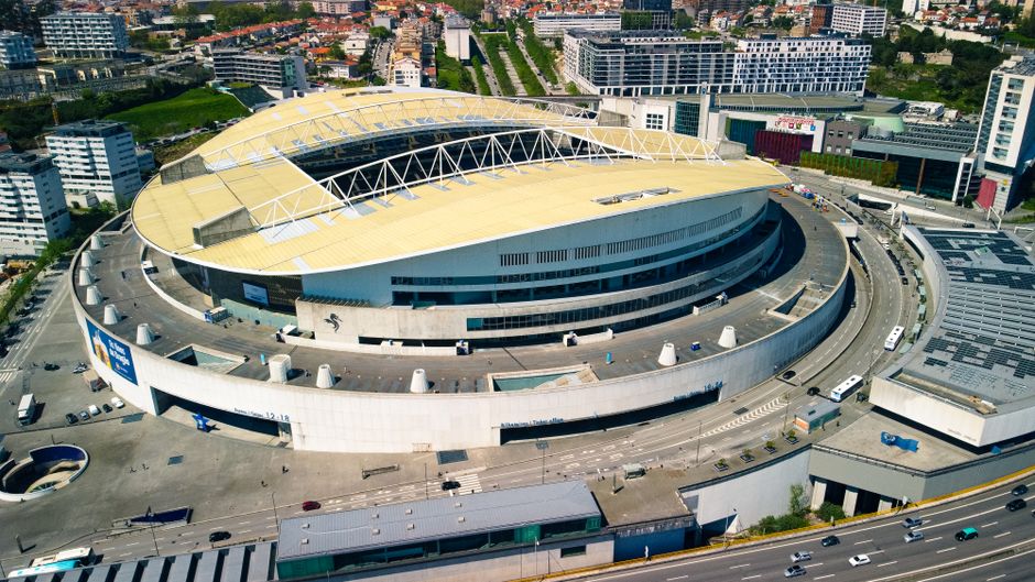 Portuguese Prime Minister Luís Montenegro at a football stadium