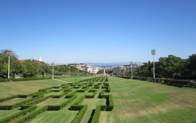 Lisbon city skyline garden park