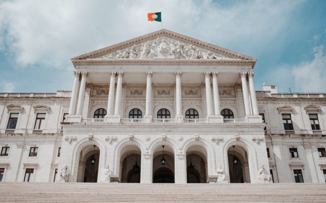 Exterior of the Portuguese Parliament building in Lisbon