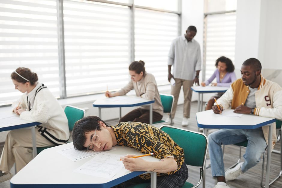 Portuguese secondary school students waiting for exam results
