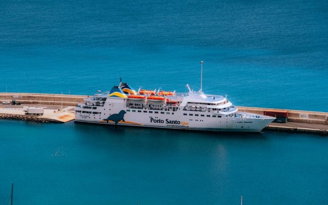 Cargo ferry docked at a Madeira island port