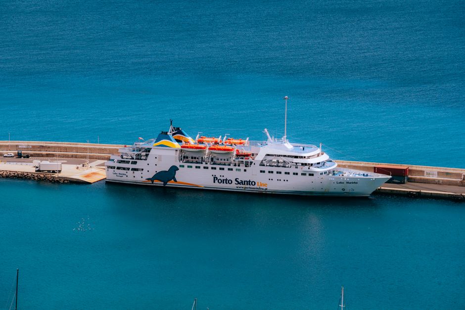 Cargo ferry docked at a Madeira island port